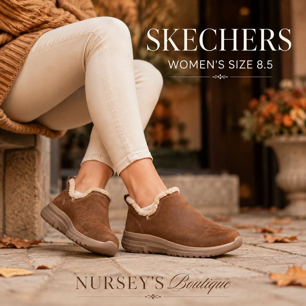 Skechers Easy Going Buried Brown Faux Fur Boots Womens 8.5 49537TX